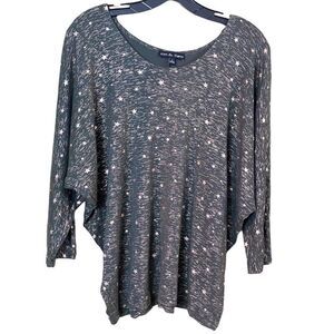 Kim & Cami Gold Star Raglan Sleeve Top Size Large